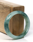 Baikalla Natural Forest Green Jadeite Jade Oval Bangle Bracelet (55.5 mm) 