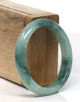 Baikalla Natural Forest Green Jadeite Jade Oval Bangle Bracelet (55.5 mm) 