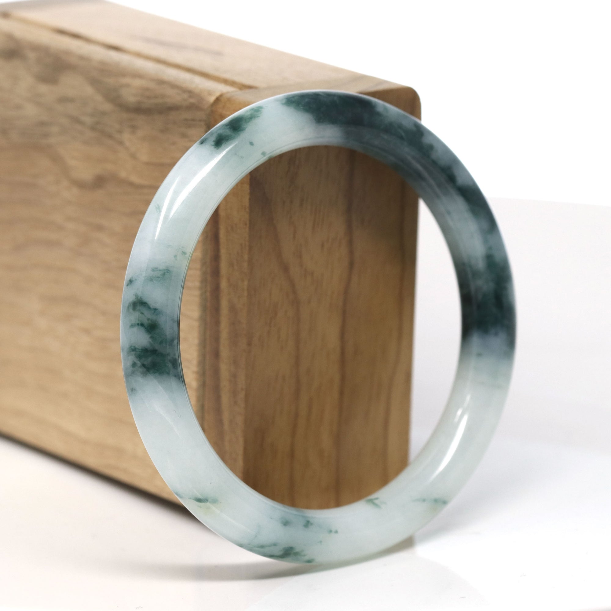 Natural Burmese Blue Green Jadeite Jade Bangle Bracelet (55.2 mm) 