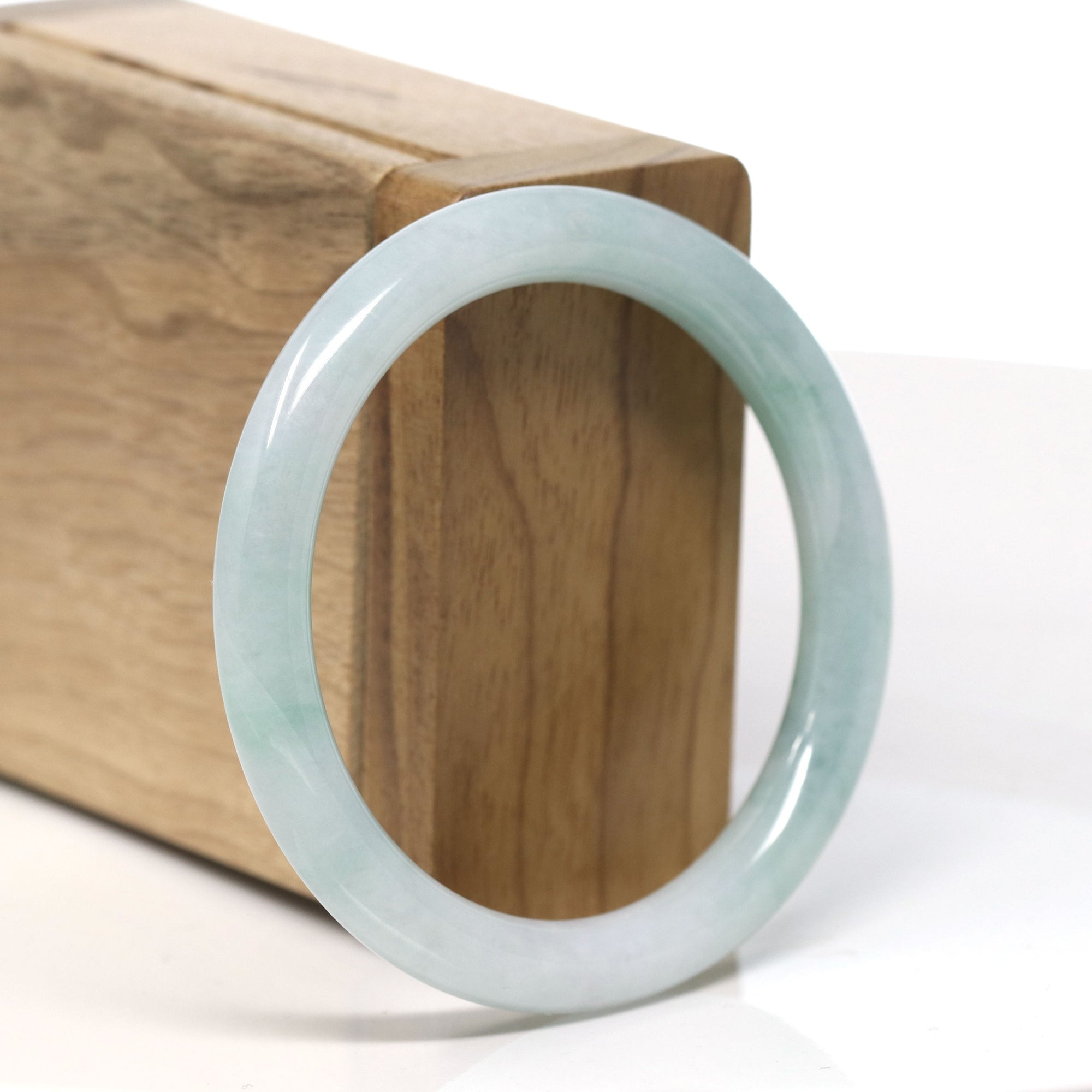 Natural Burmese Light Green Jadeite Jade Bangle Bracelet (54 mm) 