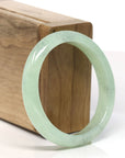 Baikalla Natural Icy Apple Green Jadeite Jade Oval Bangle Bracelet (54.1 mm) 