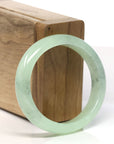 Baikalla Natural Icy Apple Green Jadeite Jade Oval Bangle Bracelet (54.1 mm) 