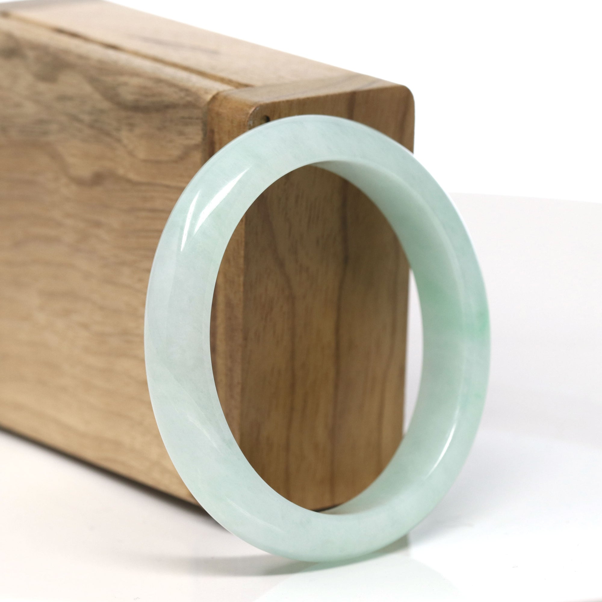 Baikalla Natural Green Jadeite Jade Oval Bangle Bracelet (53.7 mm) 