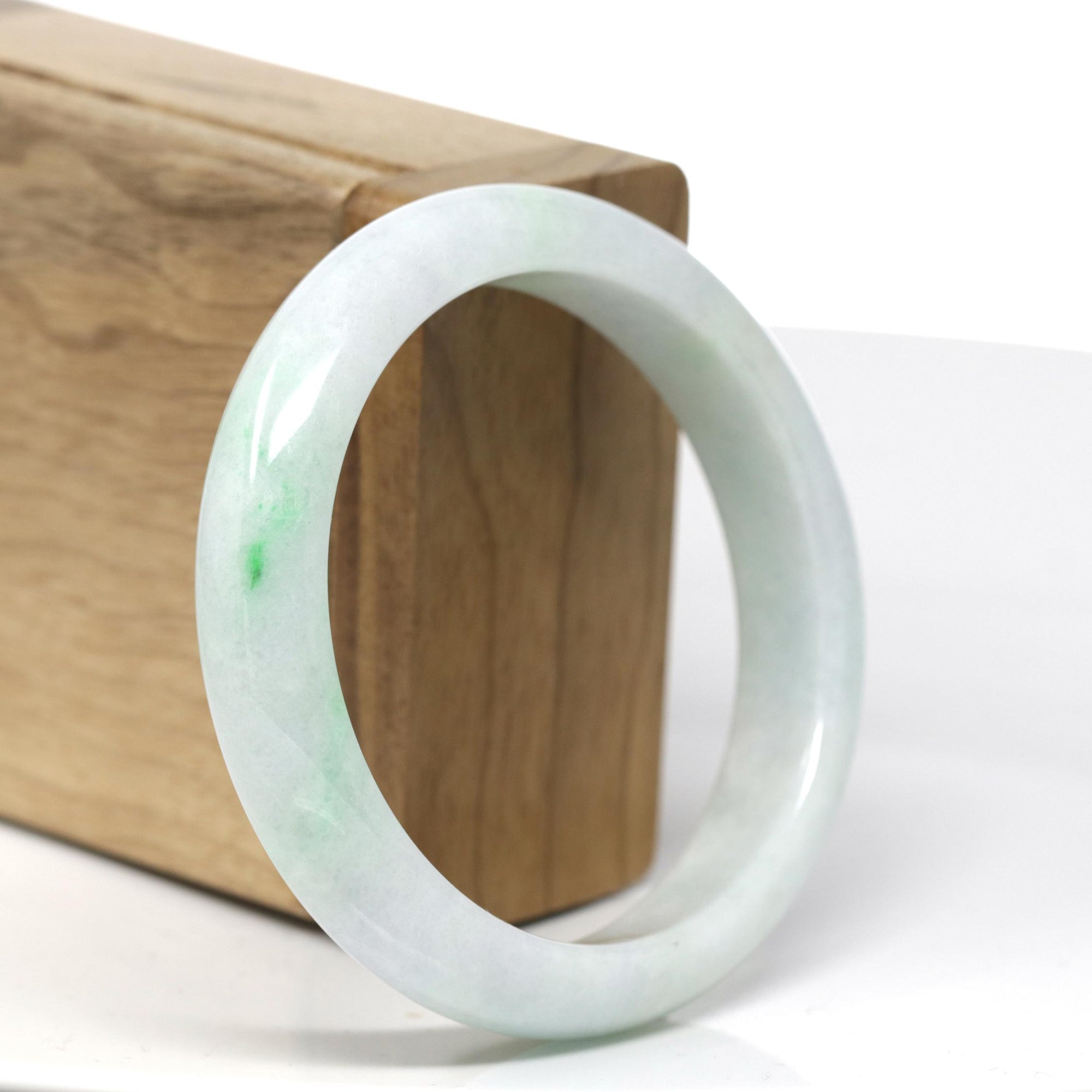 Baikalla™ "Classic Bangle" Genuine Burmese Green Jadeite Jade Bangle Bracelet (56.8 mm) 