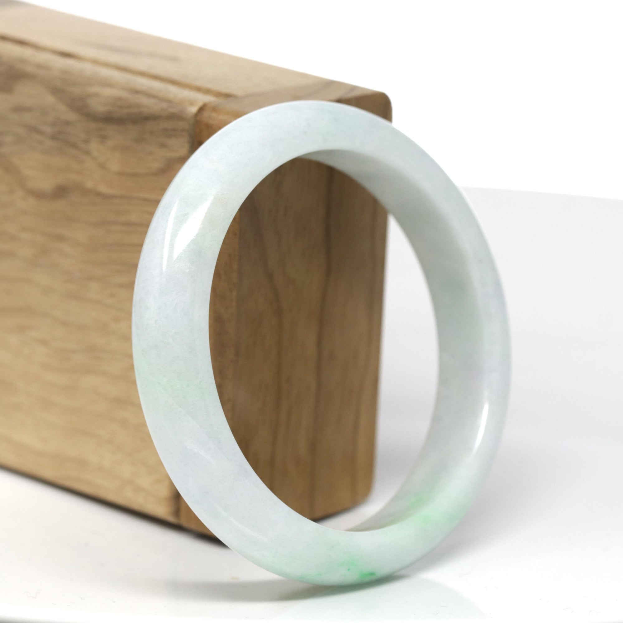 Baikalla™ "Classic Bangle" Genuine Burmese Green Jadeite Jade Bangle Bracelet (56.8 mm) 