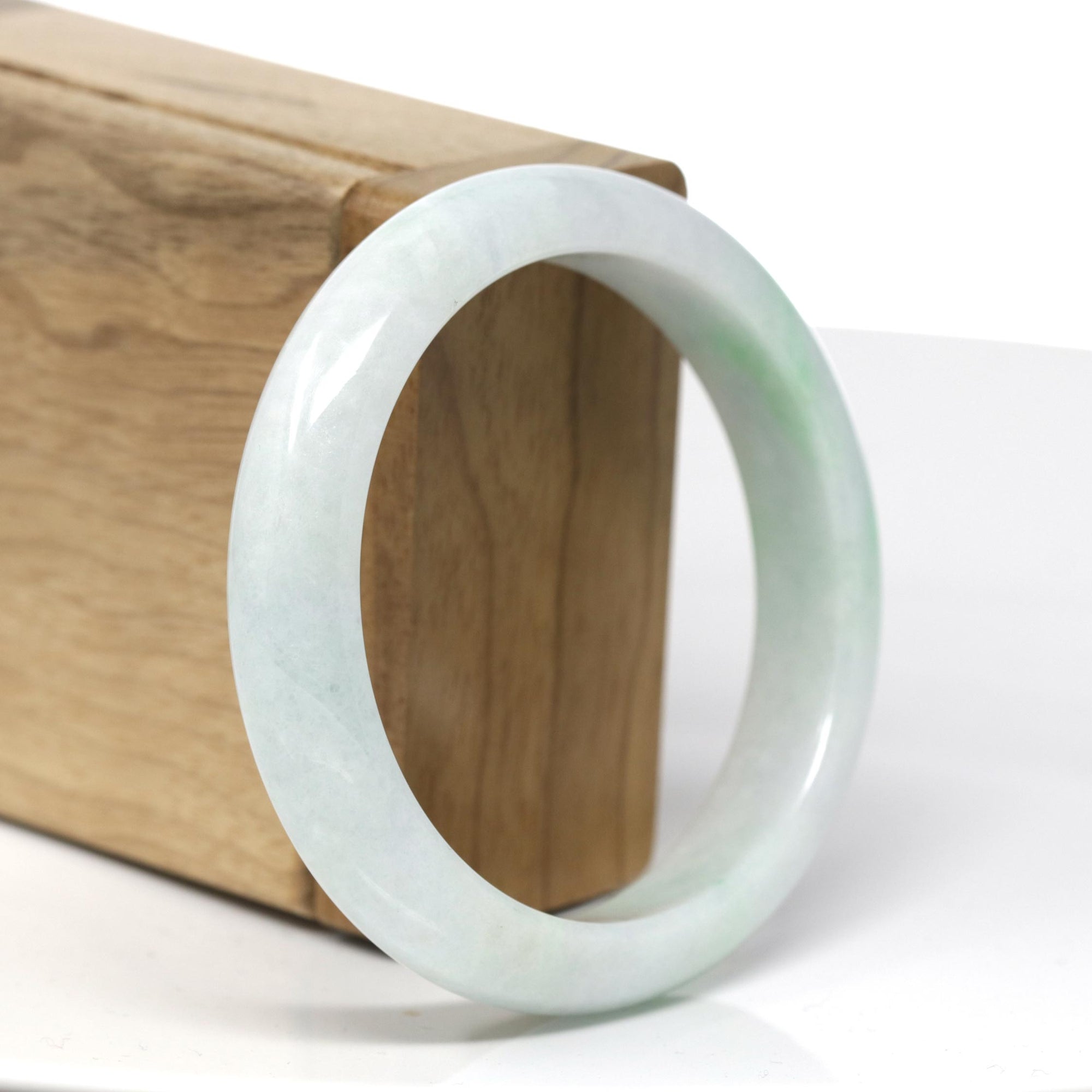 Baikalla™ "Classic Bangle" Genuine Burmese Green Jadeite Jade Bangle Bracelet (56.8 mm) 