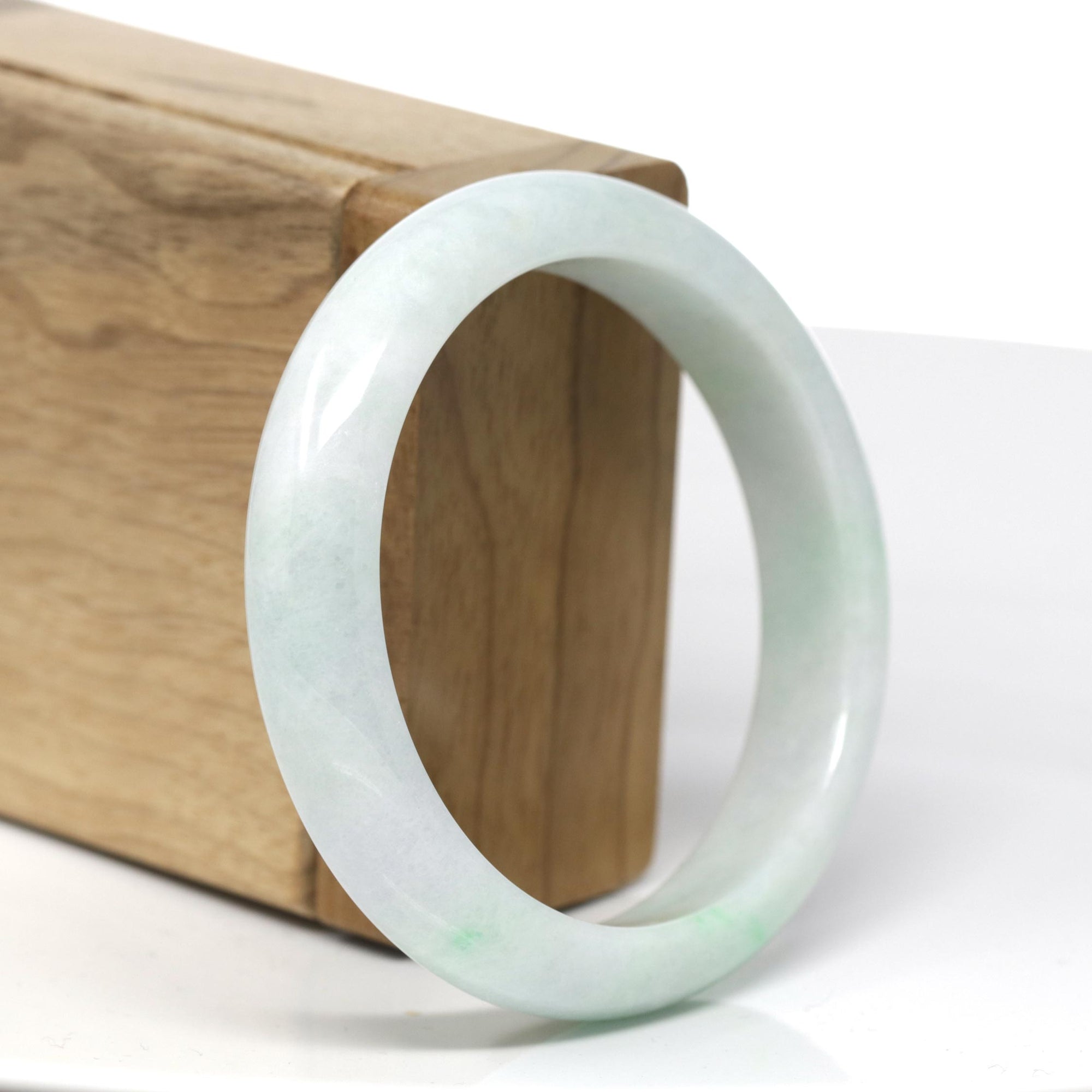 Baikalla™ "Classic Bangle" Genuine Burmese Green Jadeite Jade Bangle Bracelet (56.8 mm) 