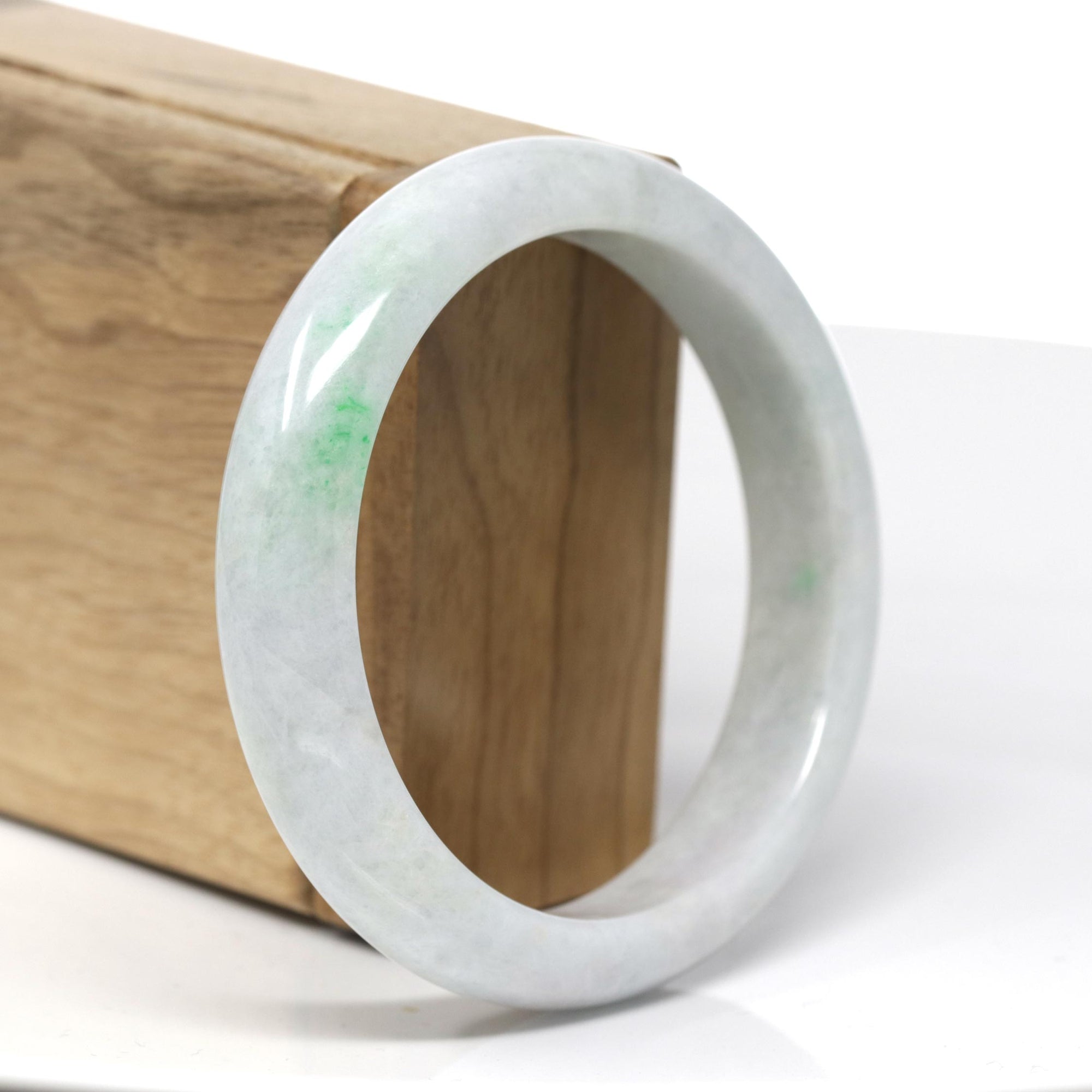 Genuine Burmese Green Jadeite Jade Bangle Bracelet (58.6 mm) 
