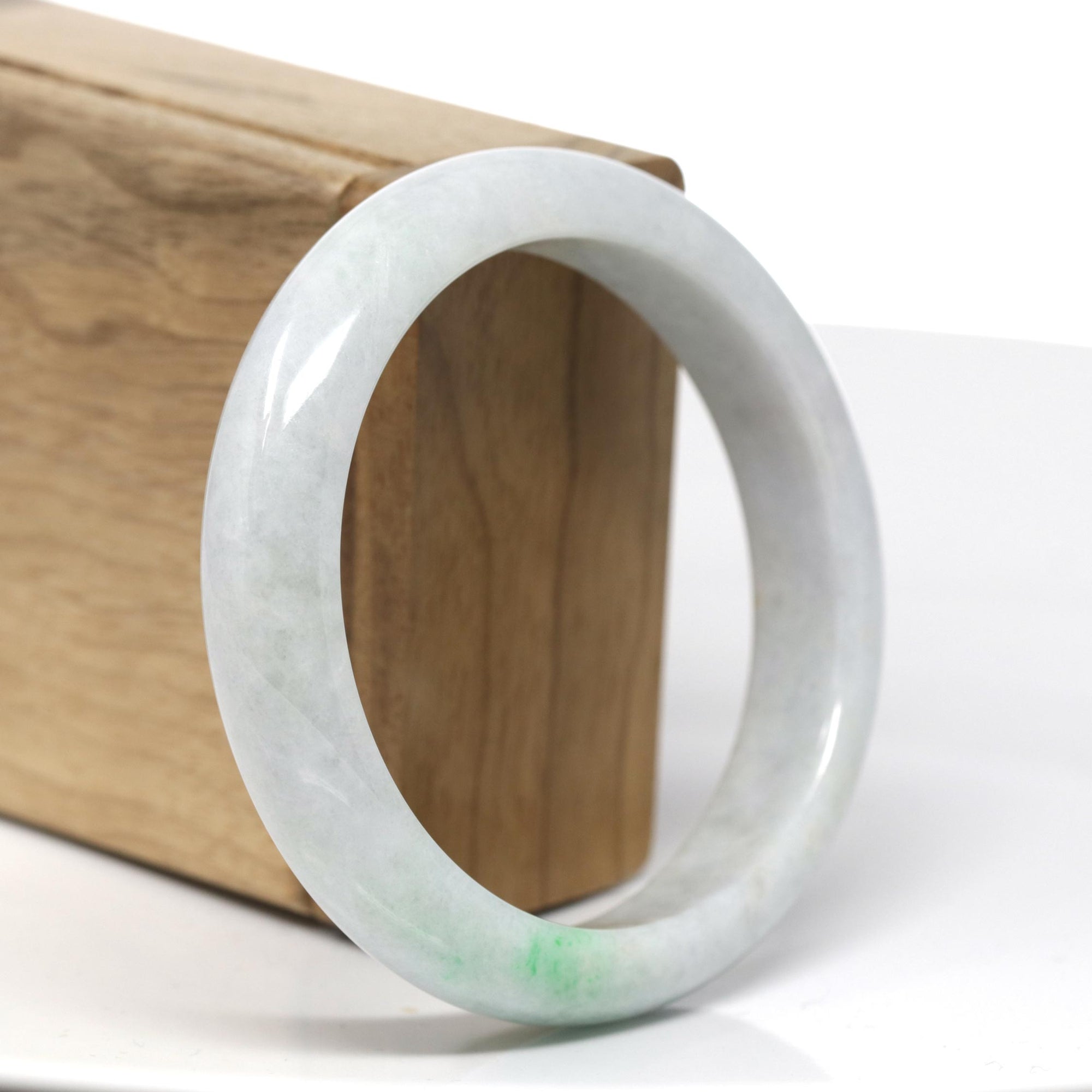 Genuine Burmese Green Jadeite Jade Bangle Bracelet (58.6 mm) 