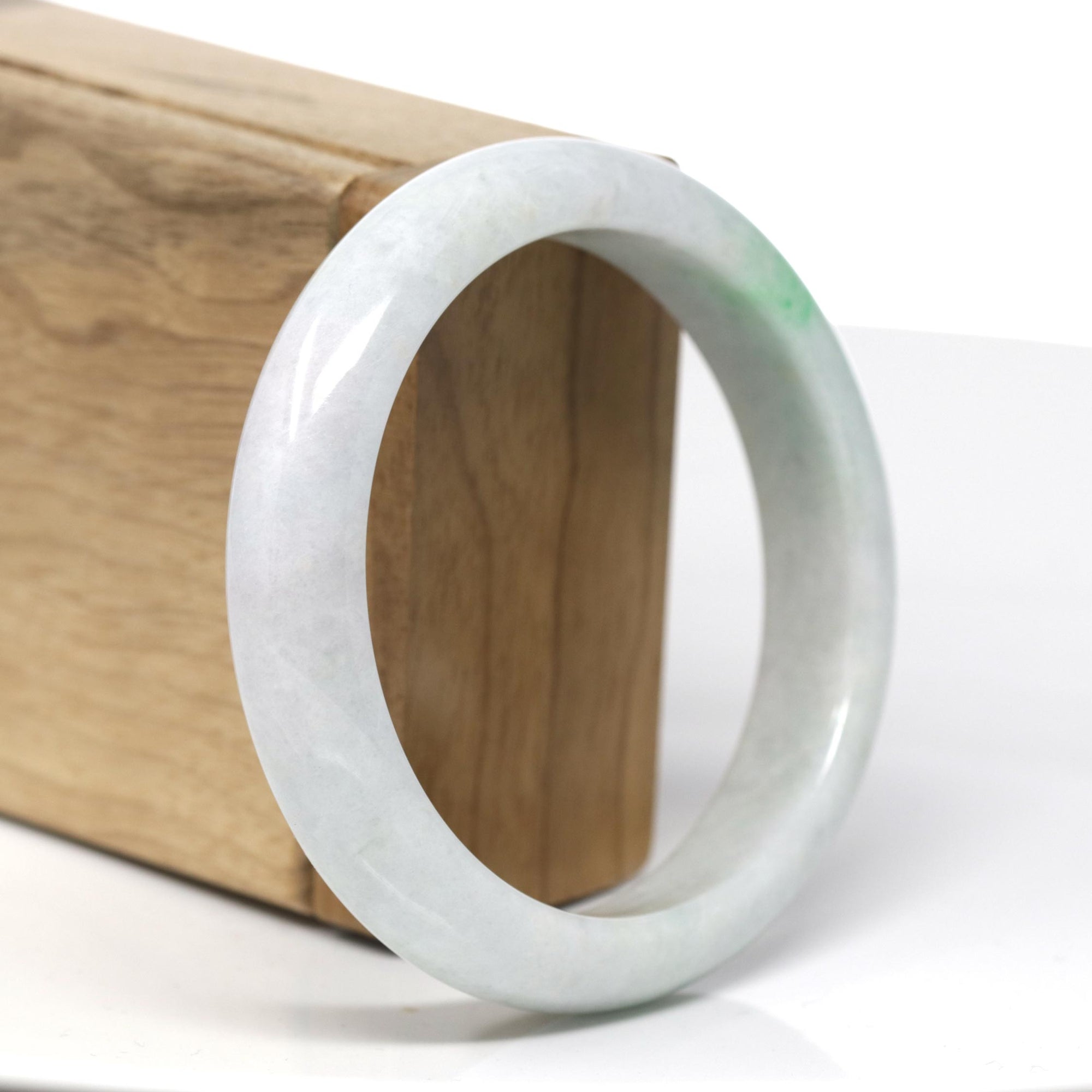 Genuine Burmese Green Jadeite Jade Bangle Bracelet (58.6 mm) 