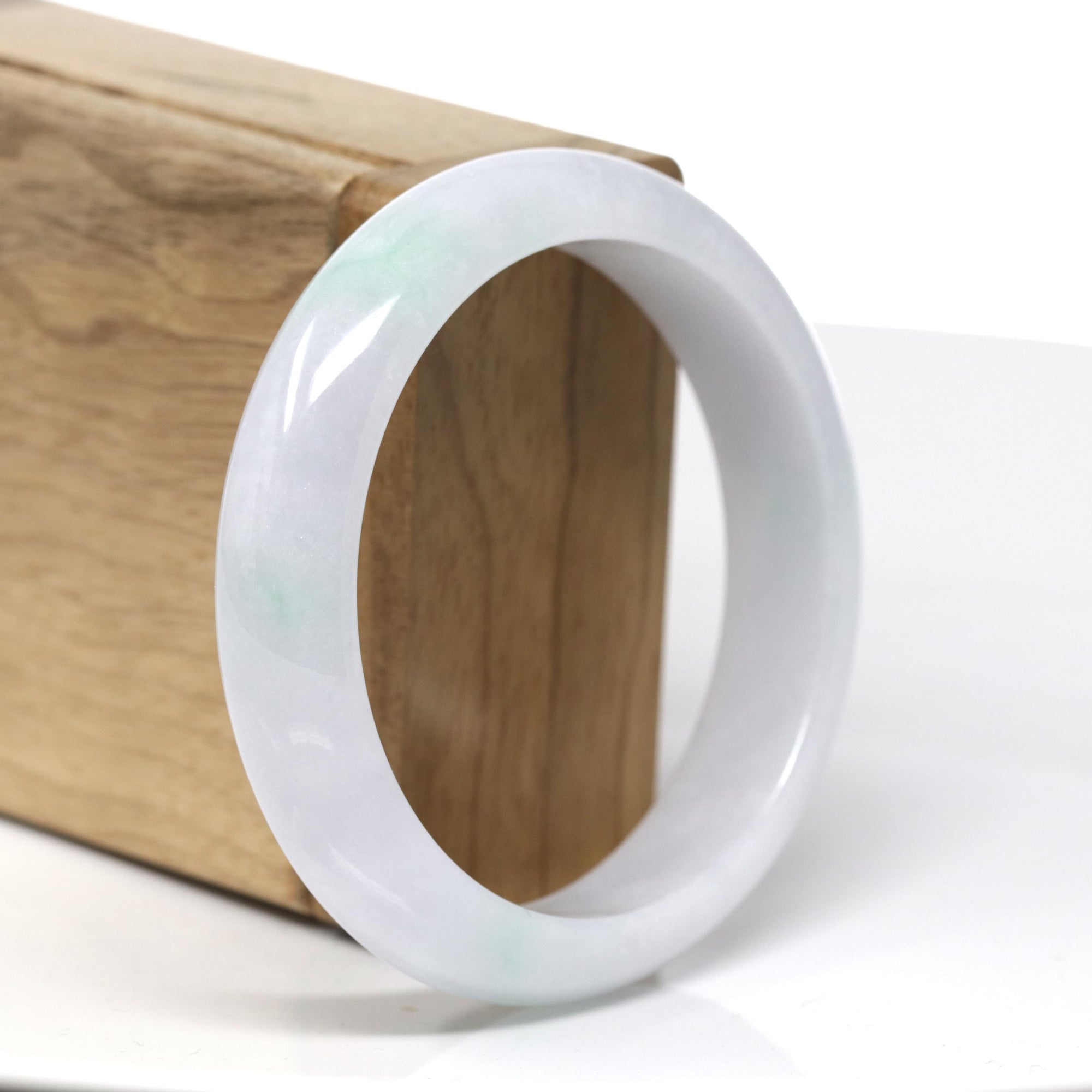 Baikalla Natural Light Lavender &amp; Green Jadeite Jade Bangle Bracelet (57.8mm) 