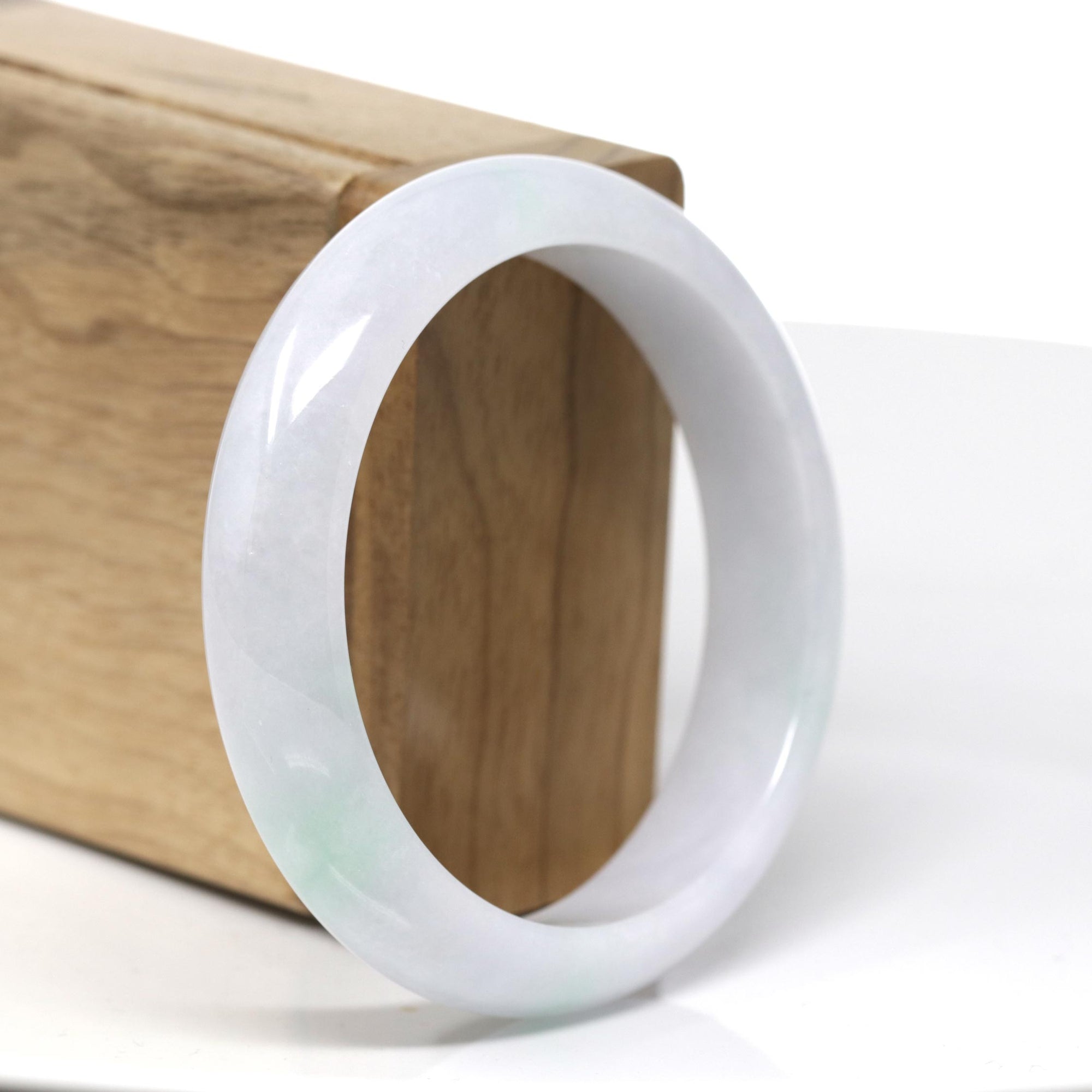 Baikalla Natural Light Lavender &amp; Green Jadeite Jade Bangle Bracelet (57.8mm) 