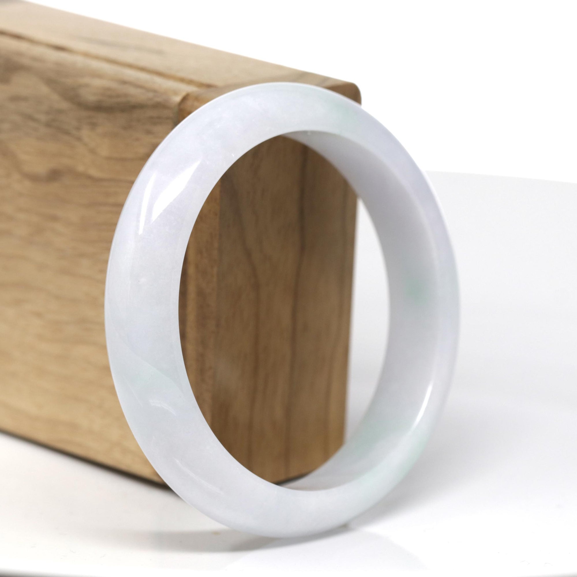 Baikalla Natural Light Lavender &amp; Green Jadeite Jade Bangle Bracelet (57.8mm) 
