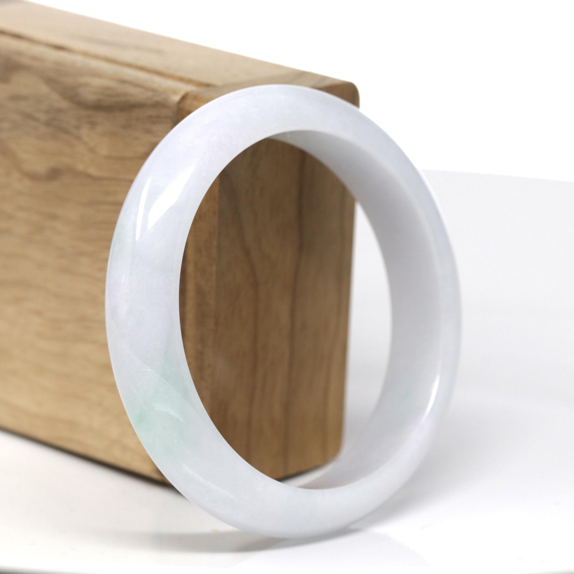 Baikalla Natural Light Lavender &amp; Green Jadeite Jade Bangle Bracelet (57.8mm) 