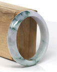 Baikalla Natural Light Lavender & Deep Blue-Green Flowers Jadeite Jade Bangle Bracelet (57.7mm) 