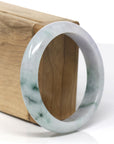 Baikalla Natural Light Lavender & Deep Blue-Green Flowers Jadeite Jade Bangle Bracelet (57.7mm) 