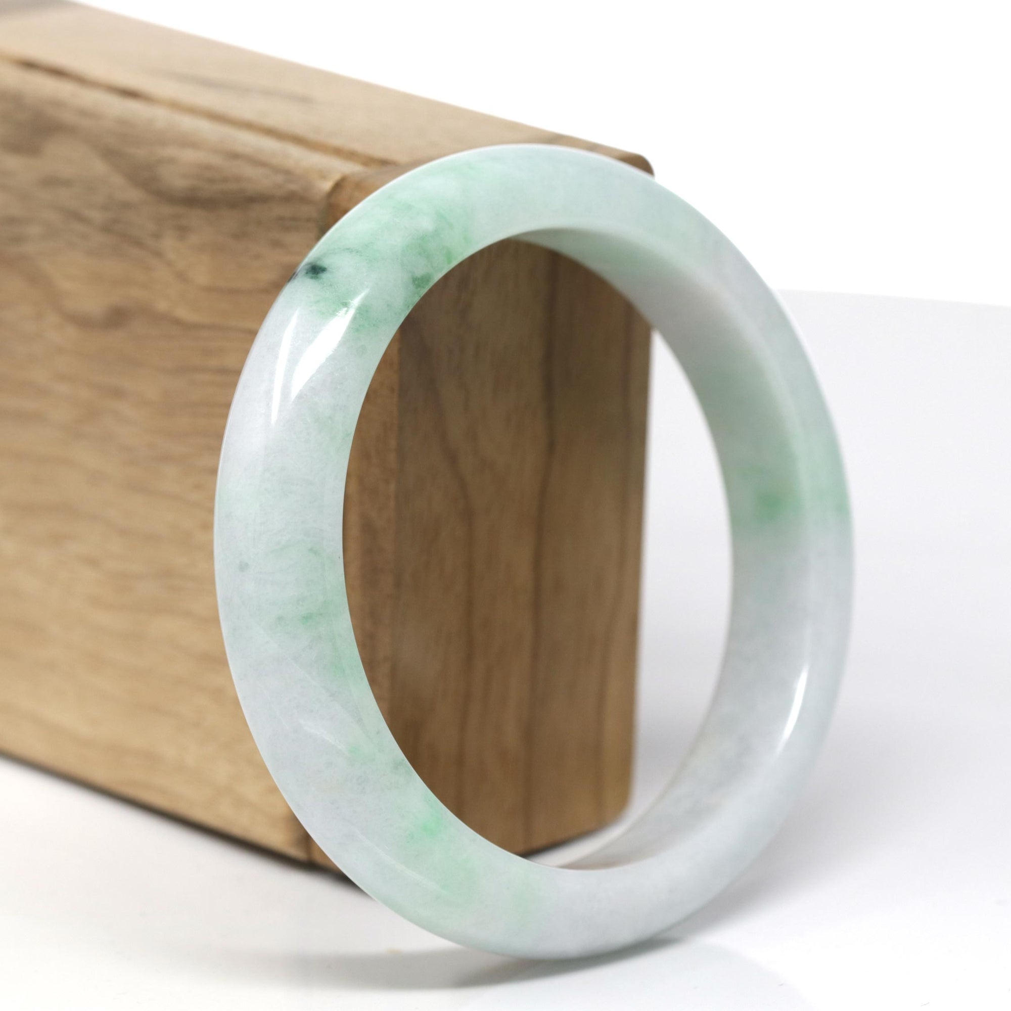 Baikalla™ "Classic Bangle" Genuine Burmese Green Jadeite Jade Bangle Bracelet (58.4 mm) 