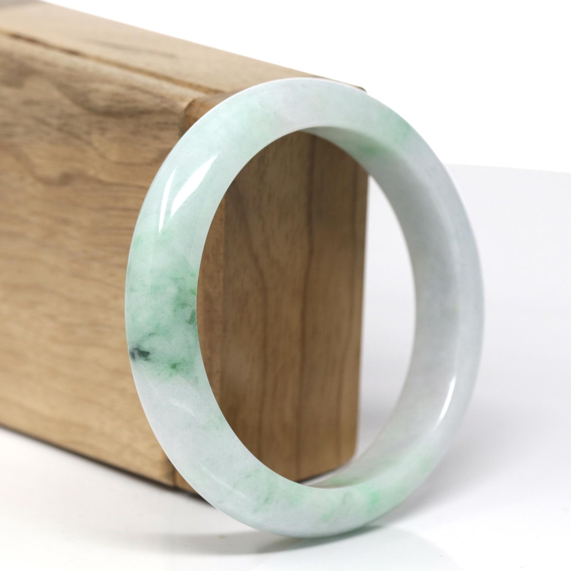 Baikalla™ "Classic Bangle" Genuine Burmese Green Jadeite Jade Bangle Bracelet (58.4 mm) 