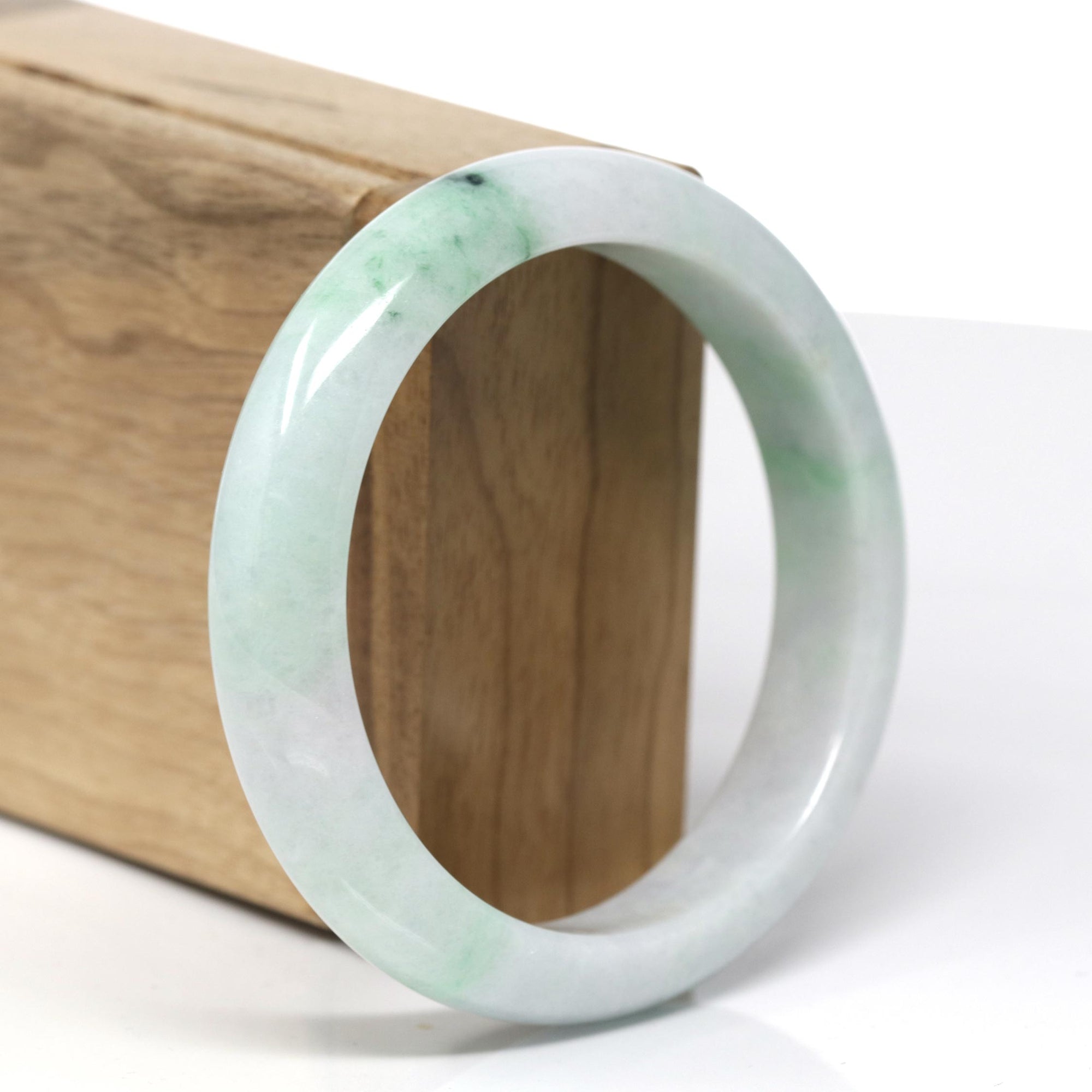 Baikalla™ "Classic Bangle" Genuine Burmese Green Jadeite Jade Bangle Bracelet (58.4 mm) 