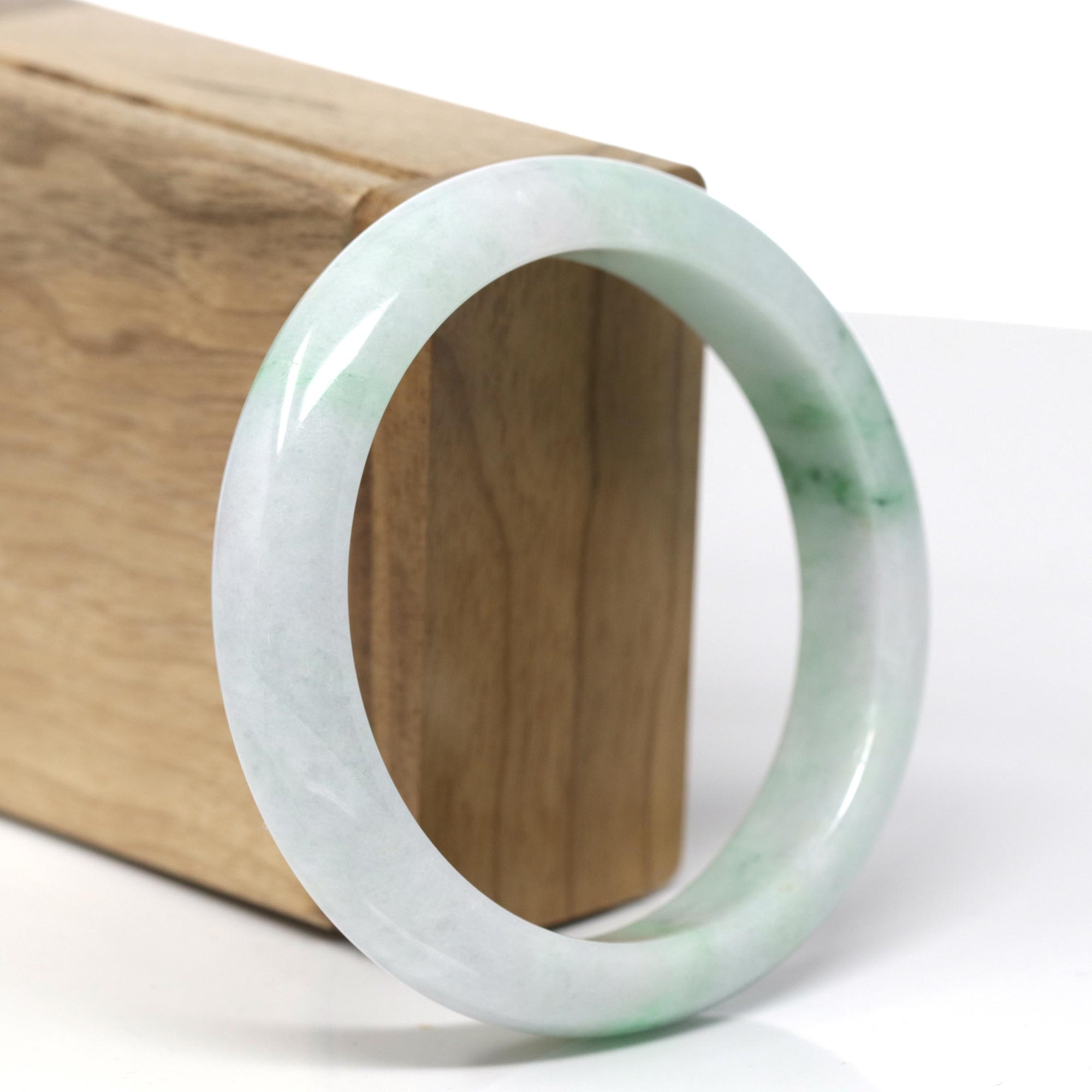 Baikalla™ "Classic Bangle" Genuine Burmese Green Jadeite Jade Bangle Bracelet (58.4 mm) 