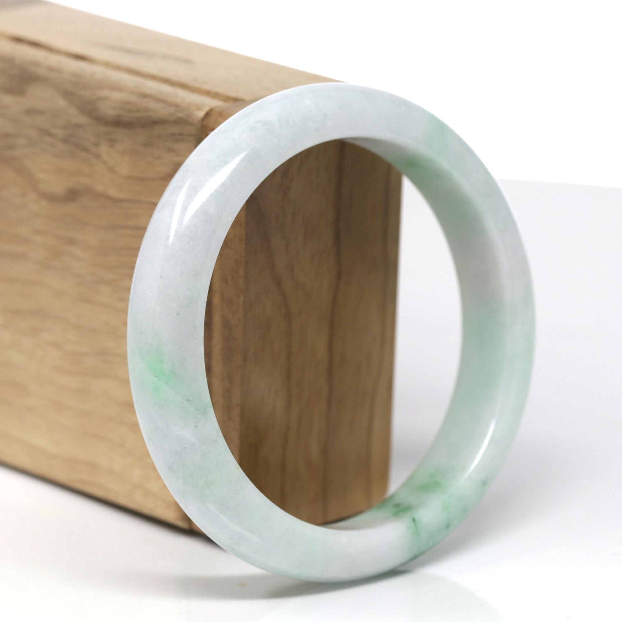 Baikalla™ "Classic Bangle" Genuine Burmese Green Jadeite Jade Bangle Bracelet (58.4 mm) 