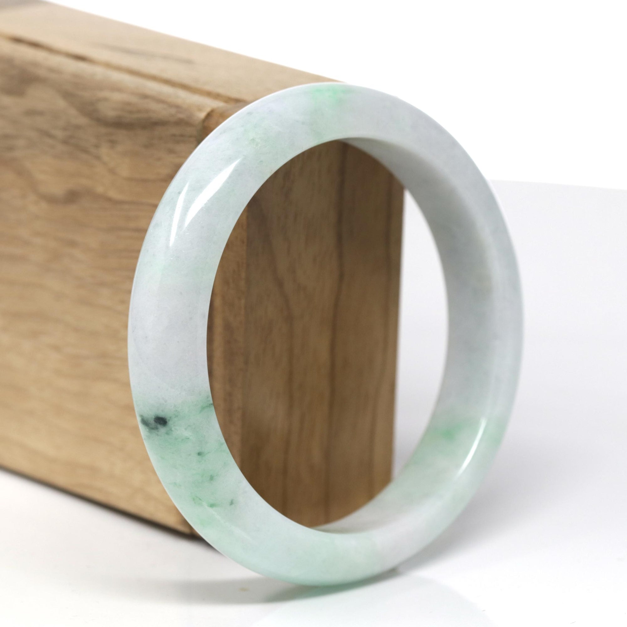 Baikalla™ "Classic Bangle" Genuine Burmese Green Jadeite Jade Bangle Bracelet (58.4 mm) 