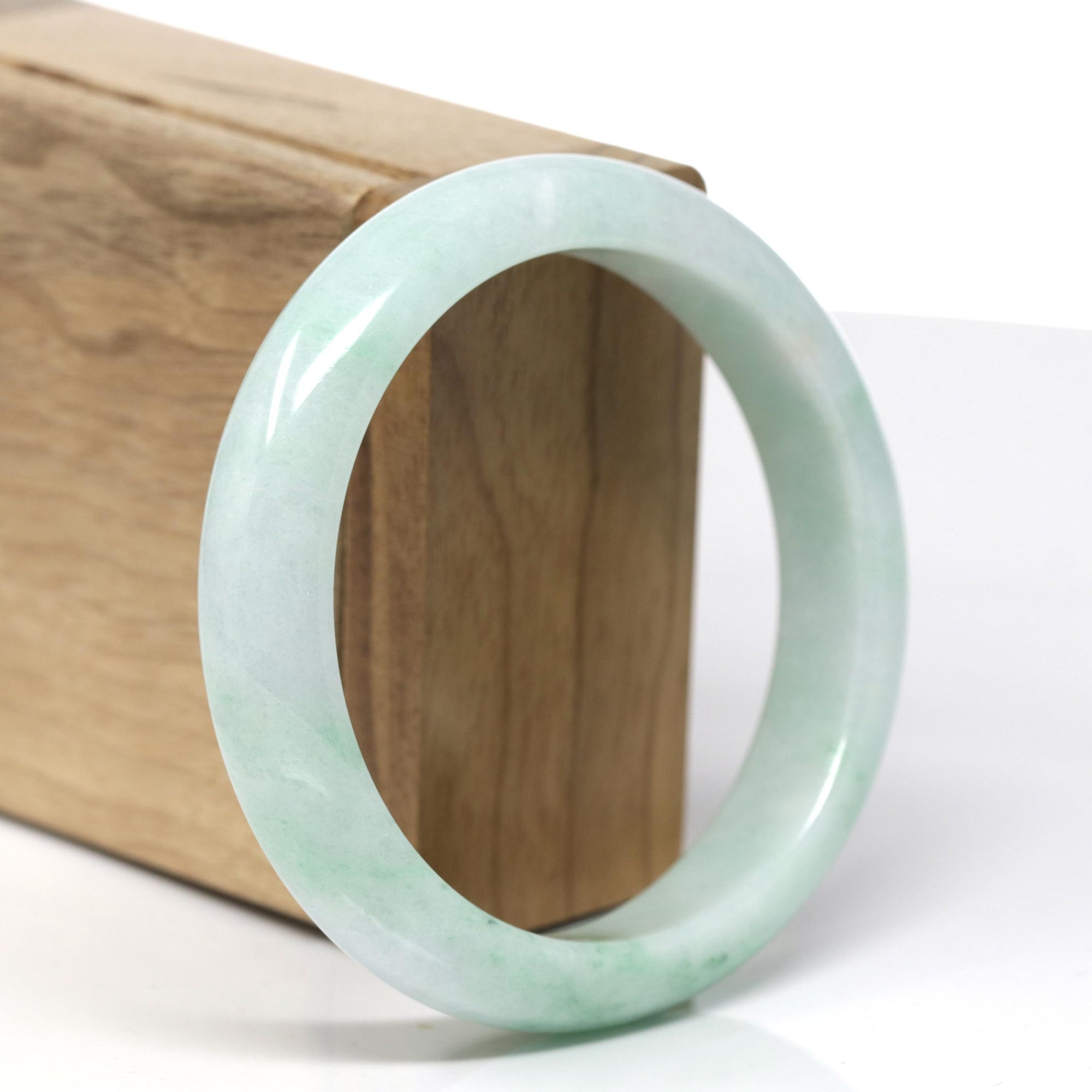 Baikalla Natural Green Jadeite Jade Bangle Bracelet (58.4mm) 