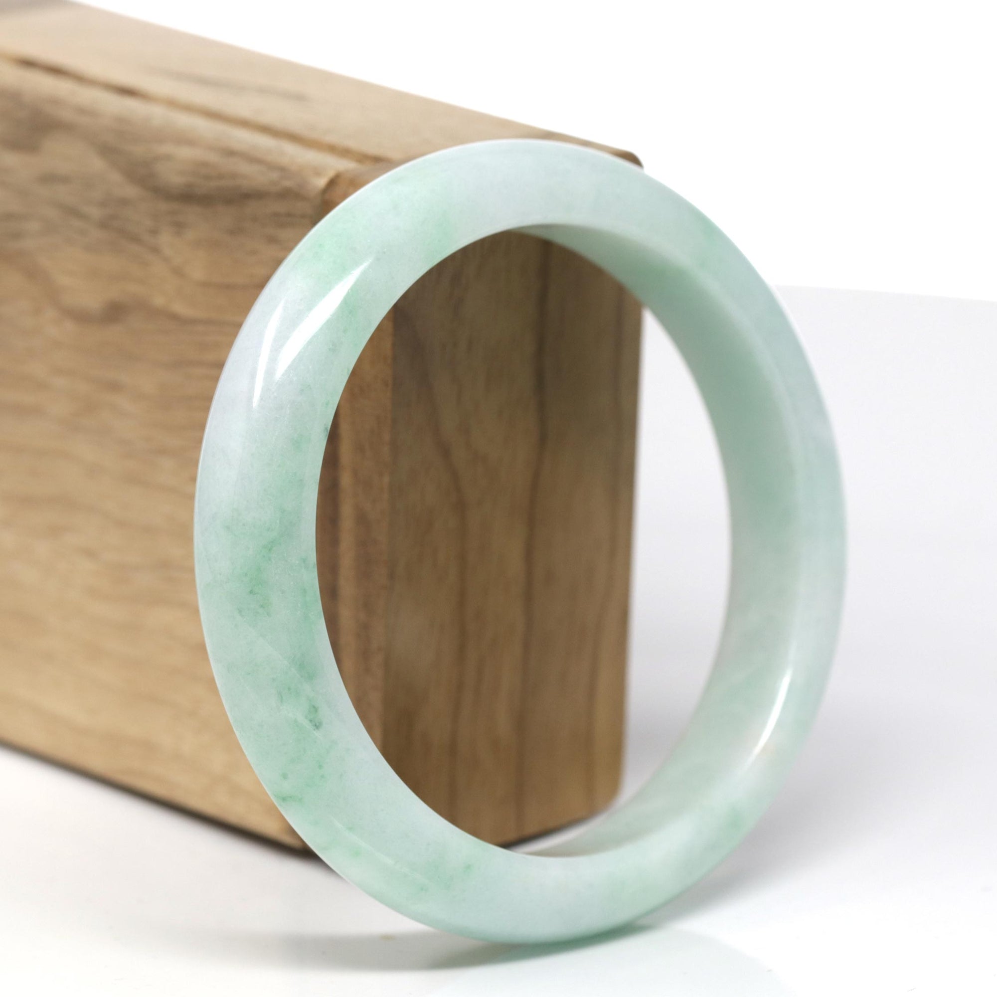 Baikalla Natural Green Jadeite Jade Bangle Bracelet (58.4mm) 