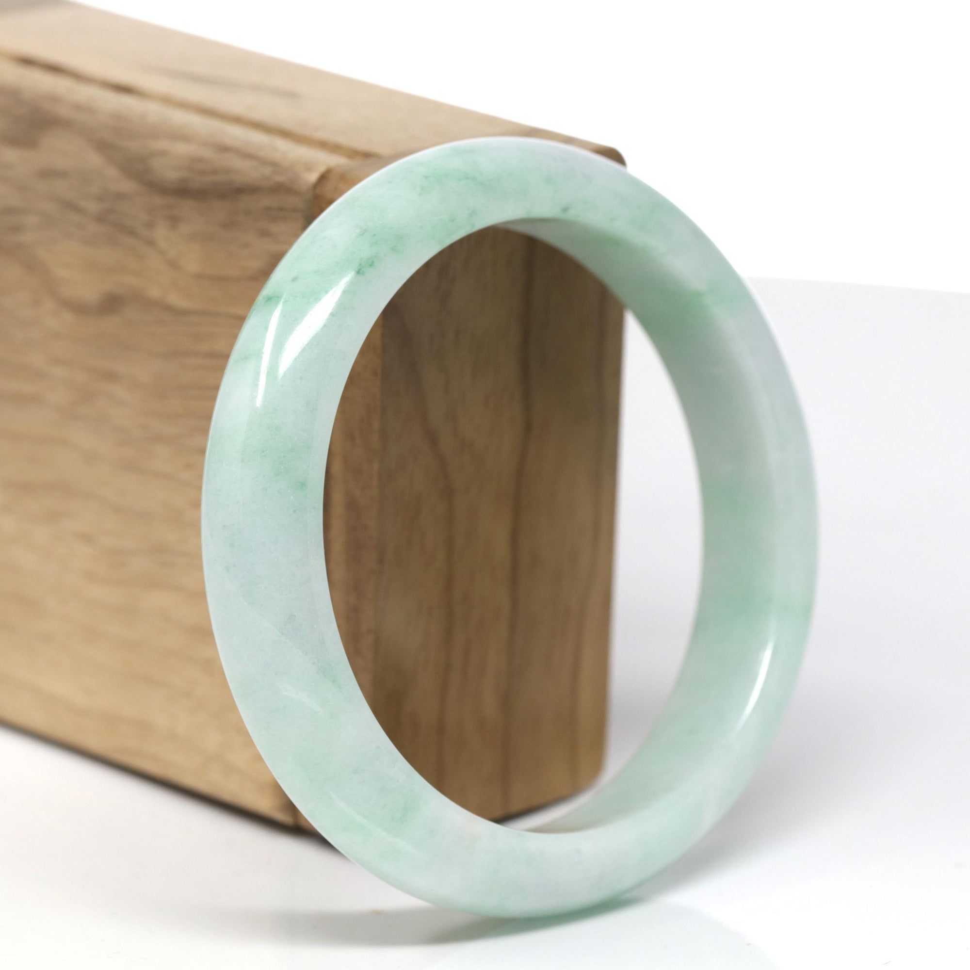 Baikalla Natural Green Jadeite Jade Bangle Bracelet (58.4mm) 