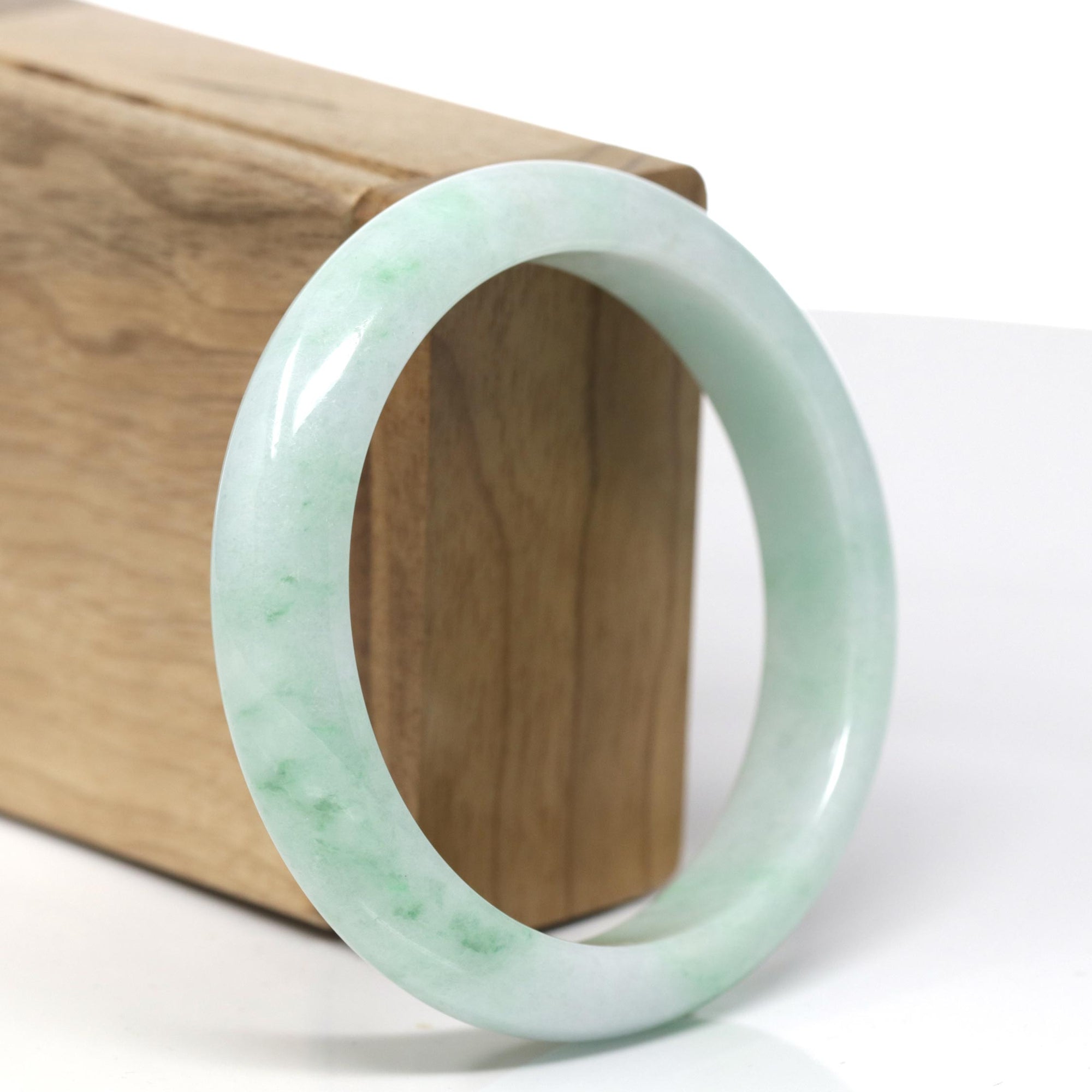 Baikalla Natural Green Jadeite Jade Bangle Bracelet (58.4mm) 