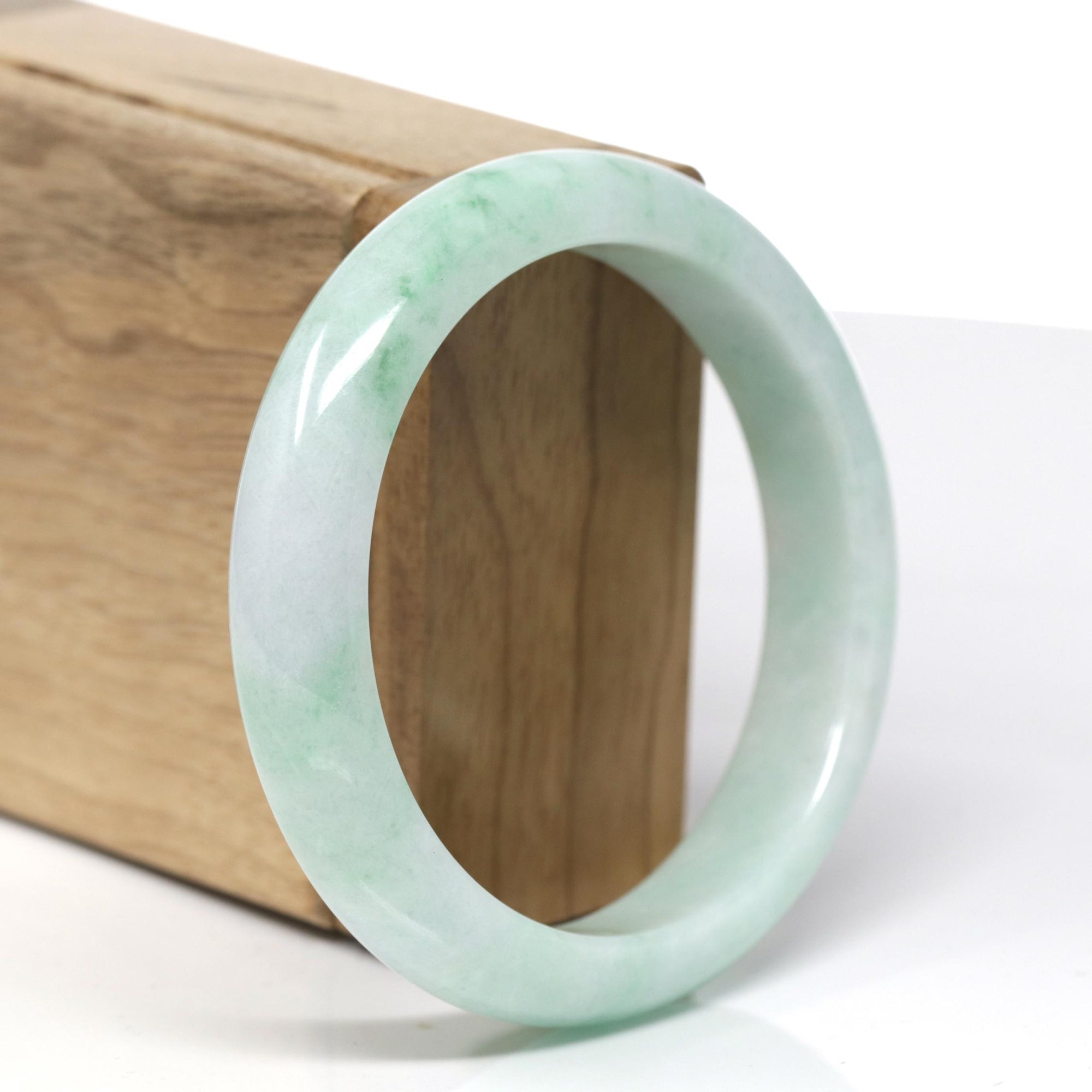 Baikalla Natural Green Jadeite Jade Bangle Bracelet (58.4mm) 
