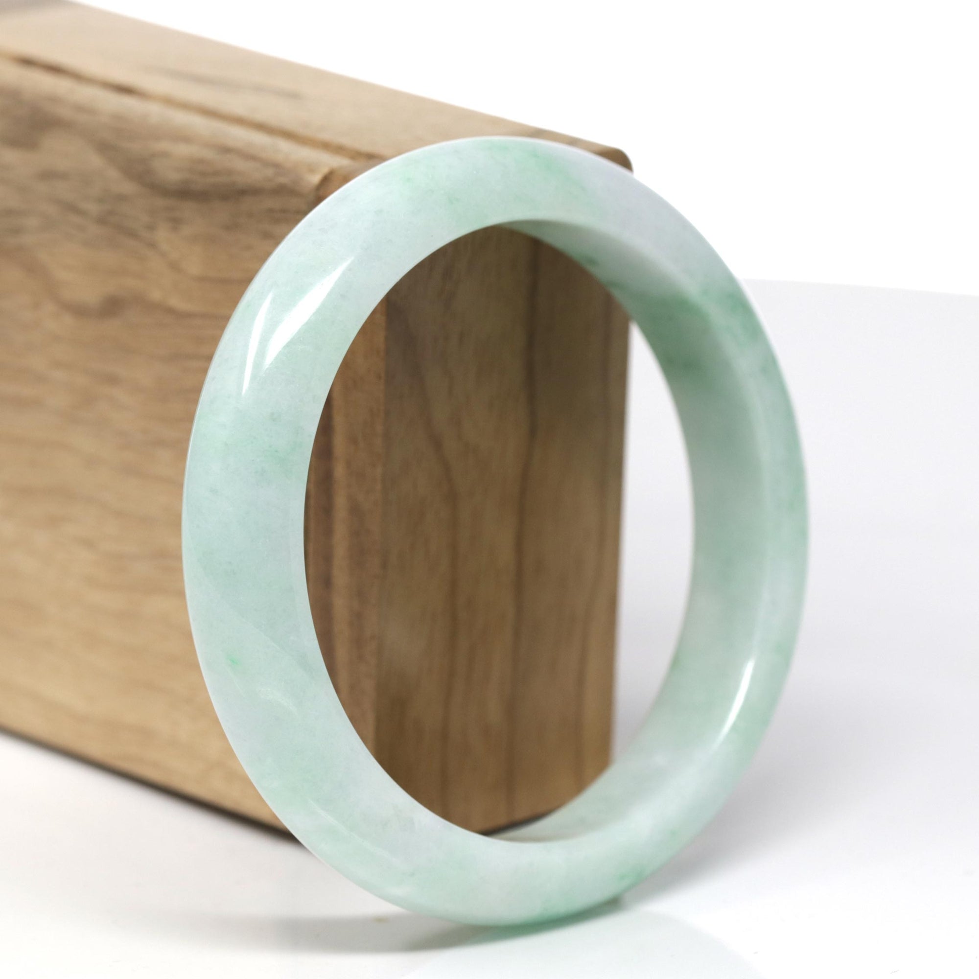 Baikalla Natural Green Jadeite Jade Bangle Bracelet (58.4mm) 