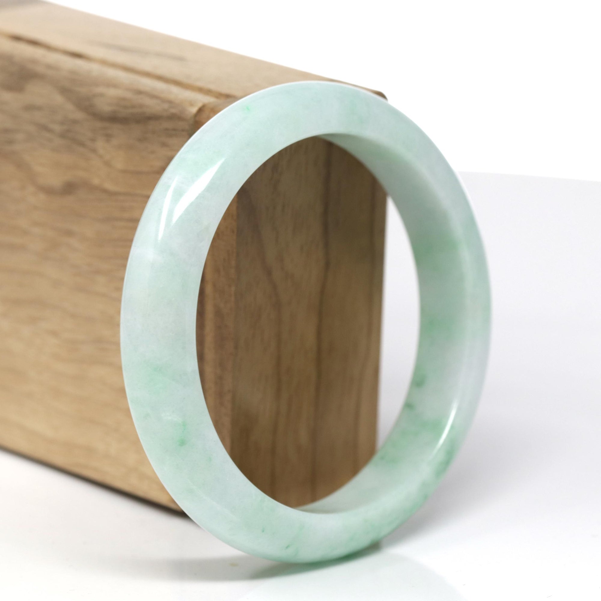 Baikalla Natural Green Jadeite Jade Bangle Bracelet (58.4mm) 