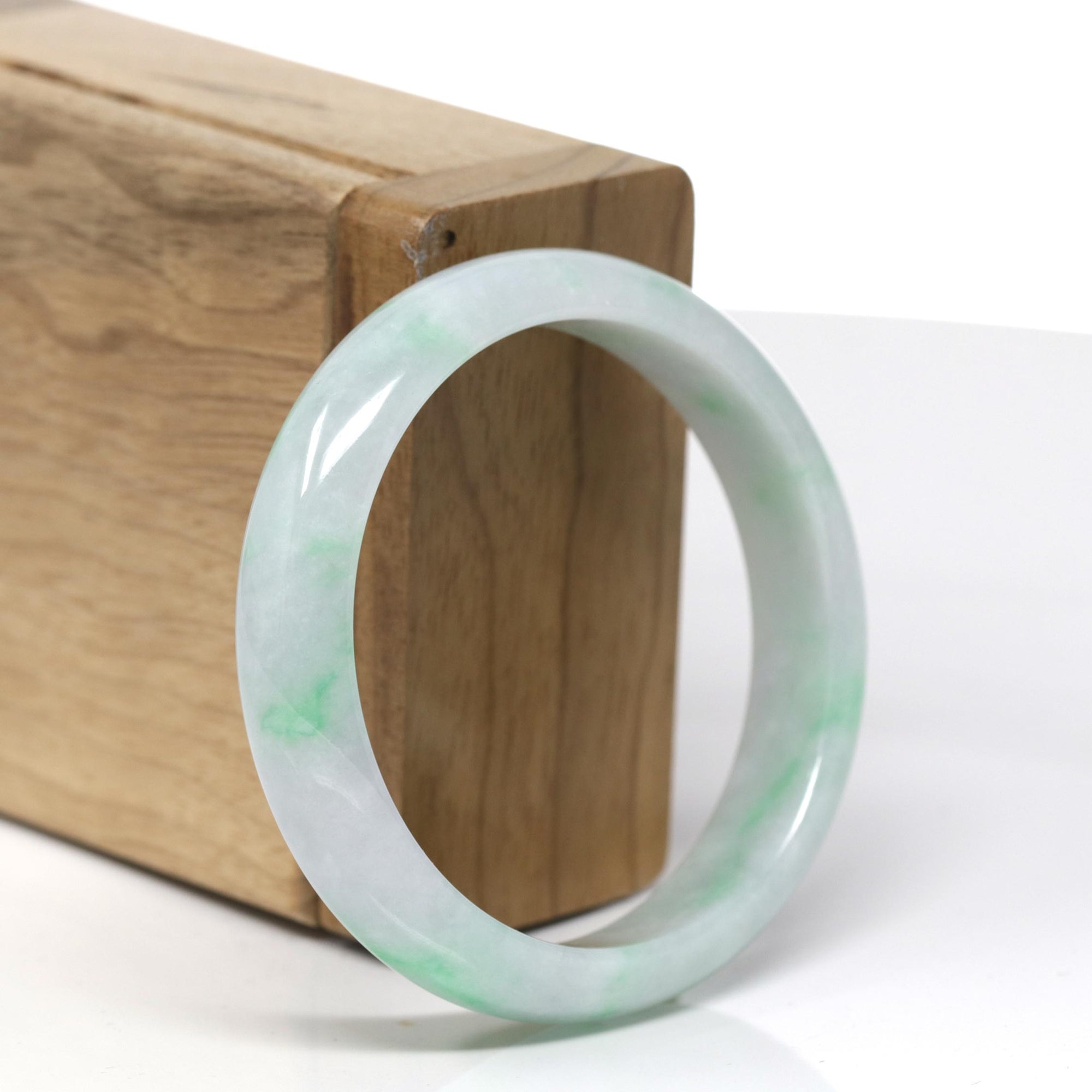 Baikalla™ "Classic Bangle" Genuine Burmese Green Jadeite Jade Bangle Bracelet ( 53.35 ) 