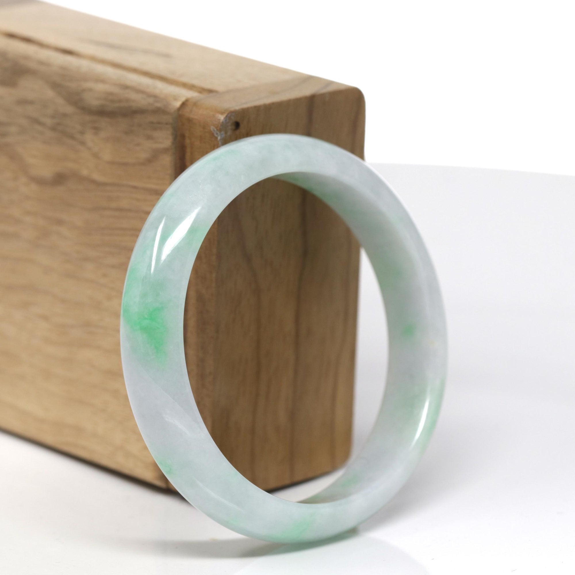 Baikalla™ "Classic Bangle" Genuine Burmese Green Jadeite Jade Bangle Bracelet ( 53.35 ) 