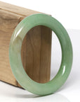 Baikalla Burmese Green W/ Light Hazel Patch Jadeite Jade Traditional-Round Bangle ( 53.1 mm) 