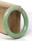 Baikalla Burmese Green W/ Light Hazel Patch Jadeite Jade Traditional-Round Bangle ( 53.1 mm) 