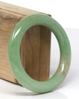 Baikalla Burmese Green W/ Light Hazel Patch Jadeite Jade Traditional-Round Bangle ( 53.1 mm) 
