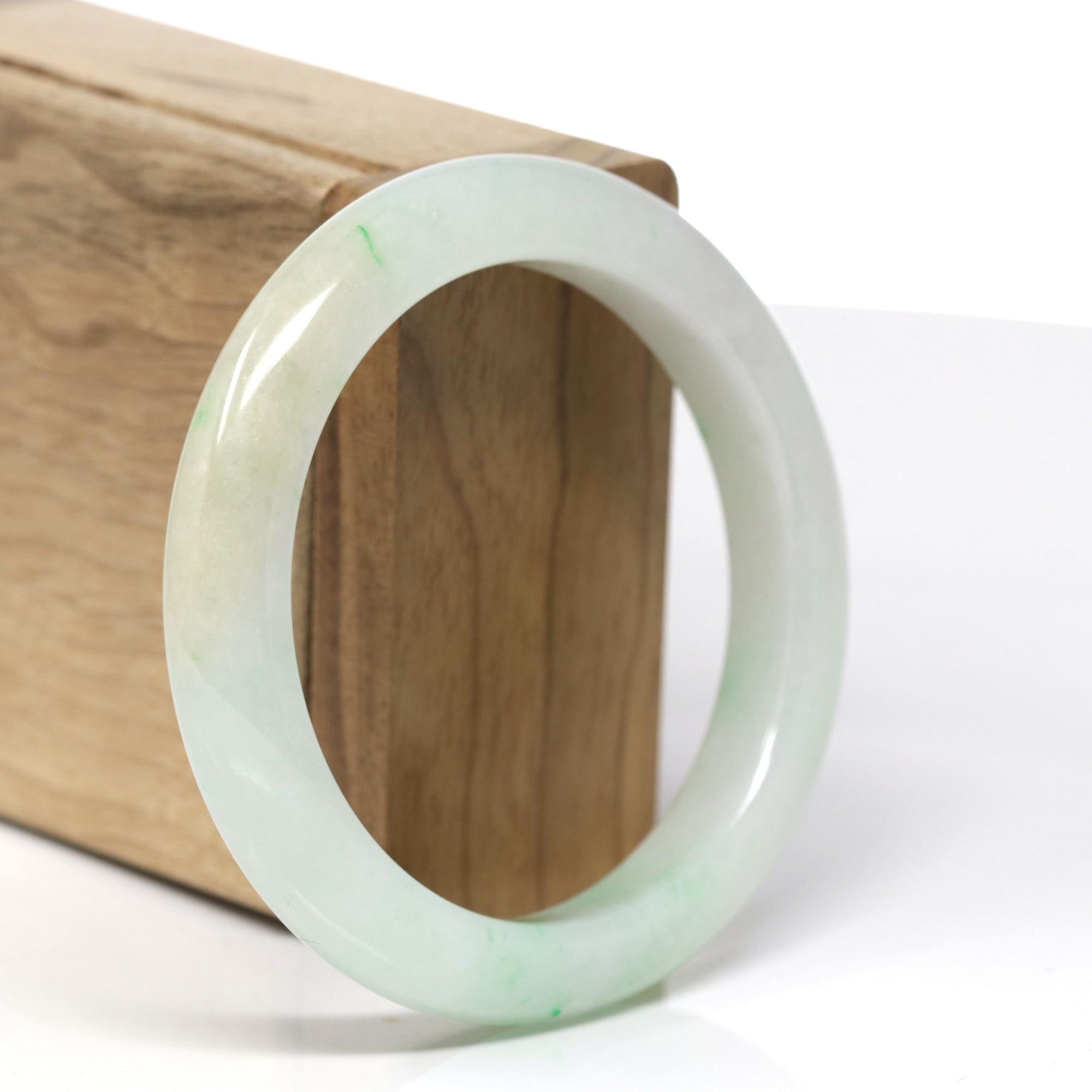 Genuine Burmese Light Green Jadeite Jade Bangle Bracelet ( 56.2 mm) 