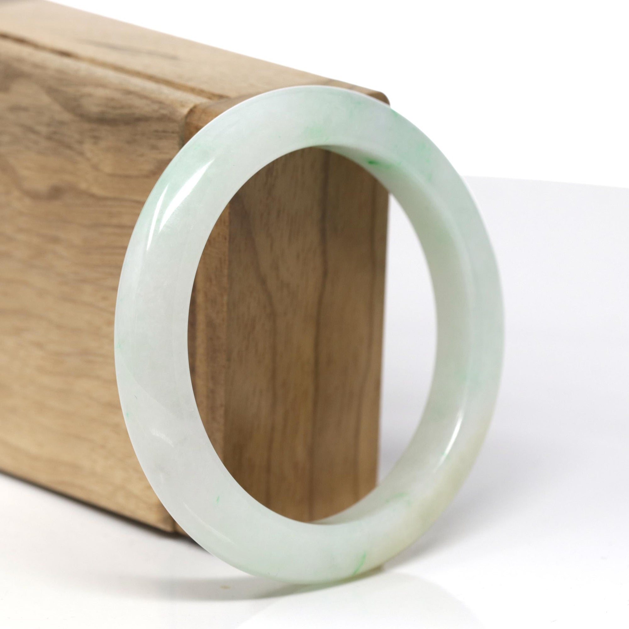 Genuine Burmese Light Green Jadeite Jade Bangle Bracelet ( 56.2 mm) 