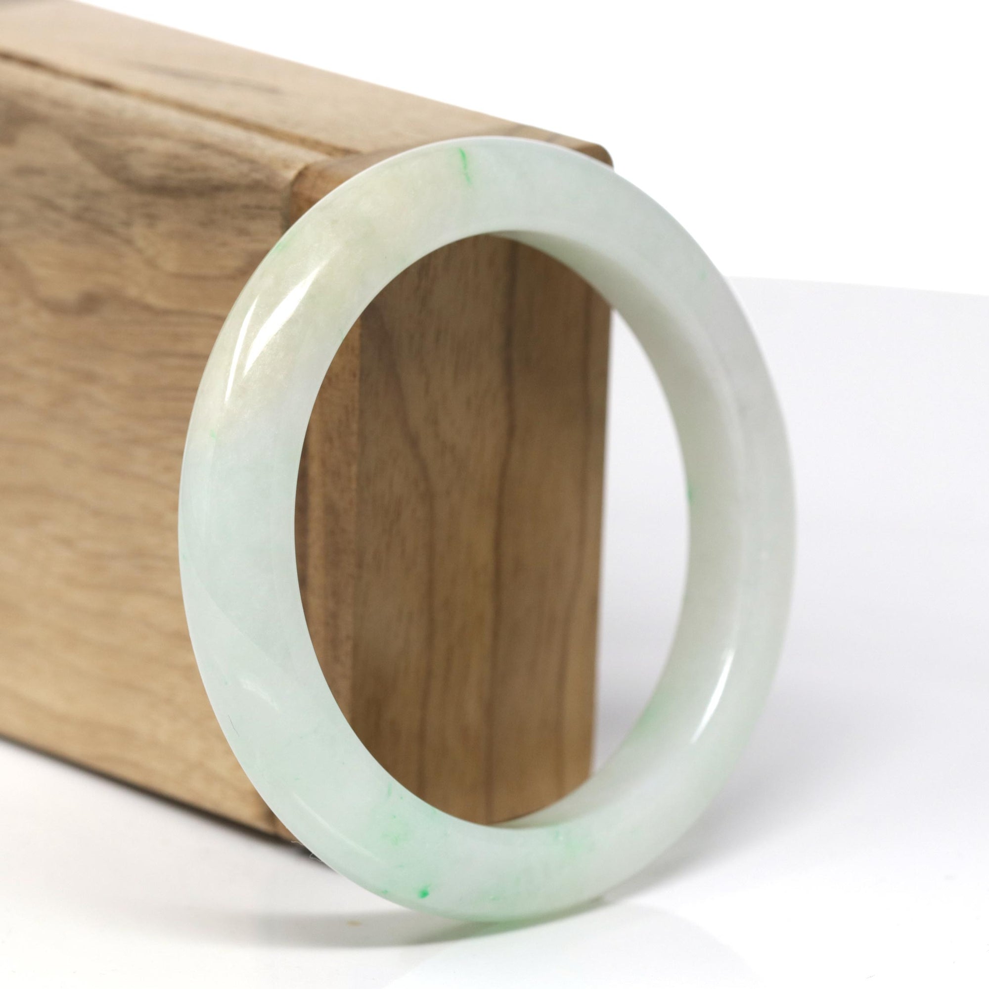 Genuine Burmese Light Green Jadeite Jade Bangle Bracelet ( 56.2 mm) 