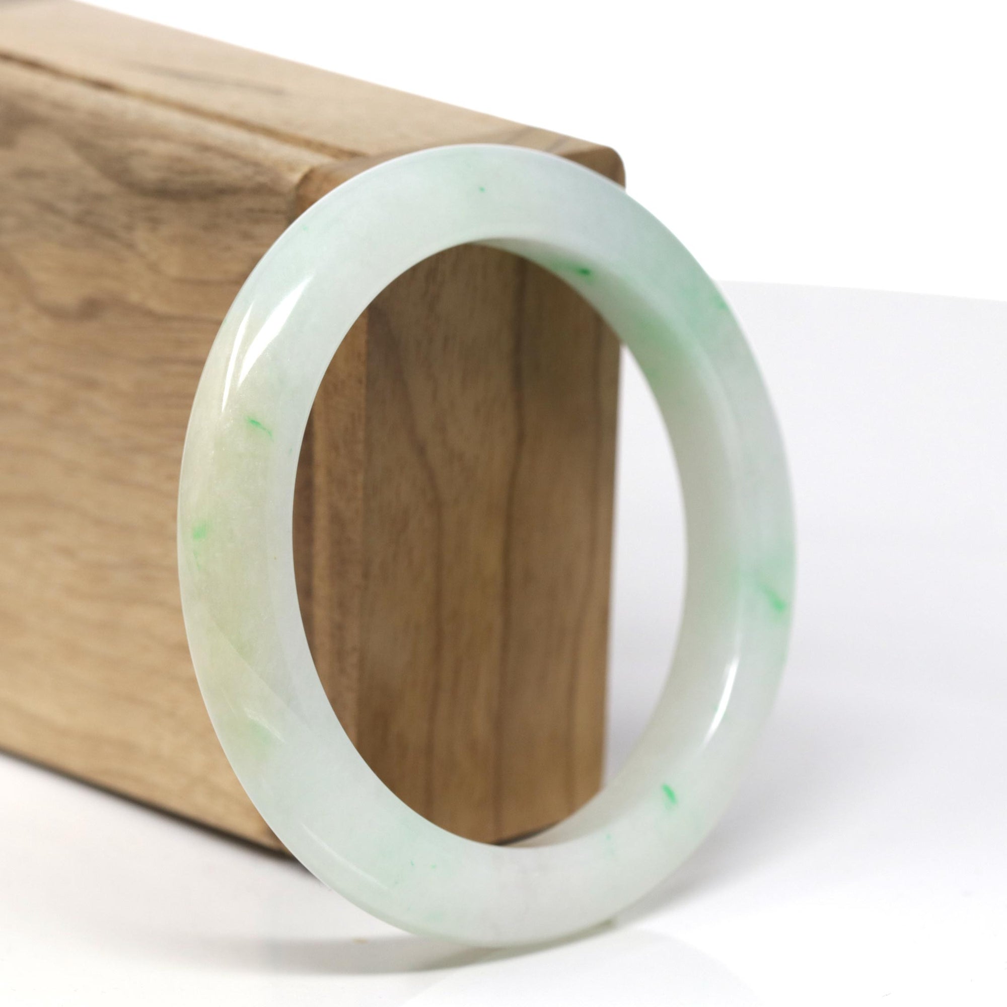 Genuine Burmese Light Green Jadeite Jade Bangle Bracelet ( 56.2 mm) 
