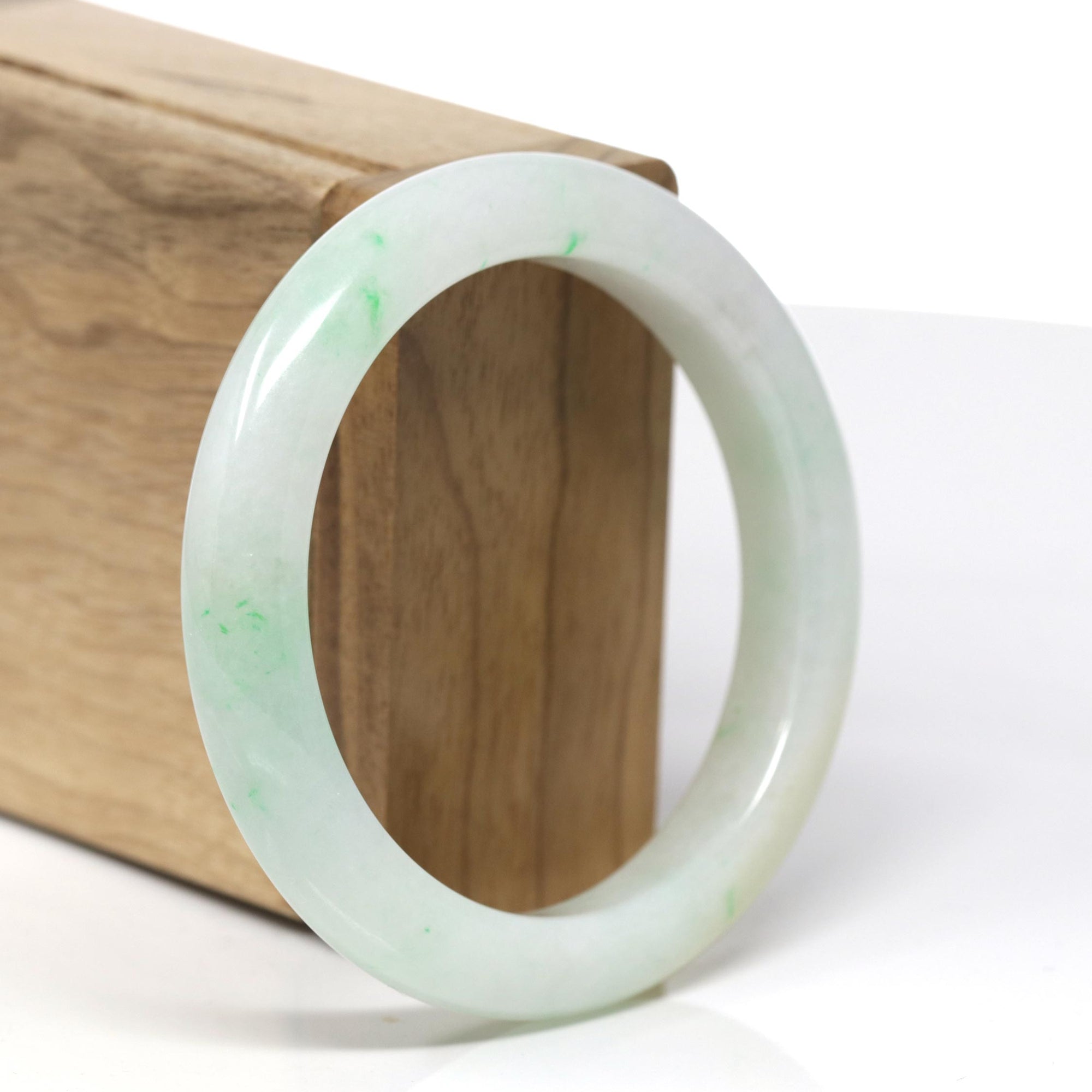 Genuine Burmese Light Green Jadeite Jade Bangle Bracelet ( 56.2 mm) 