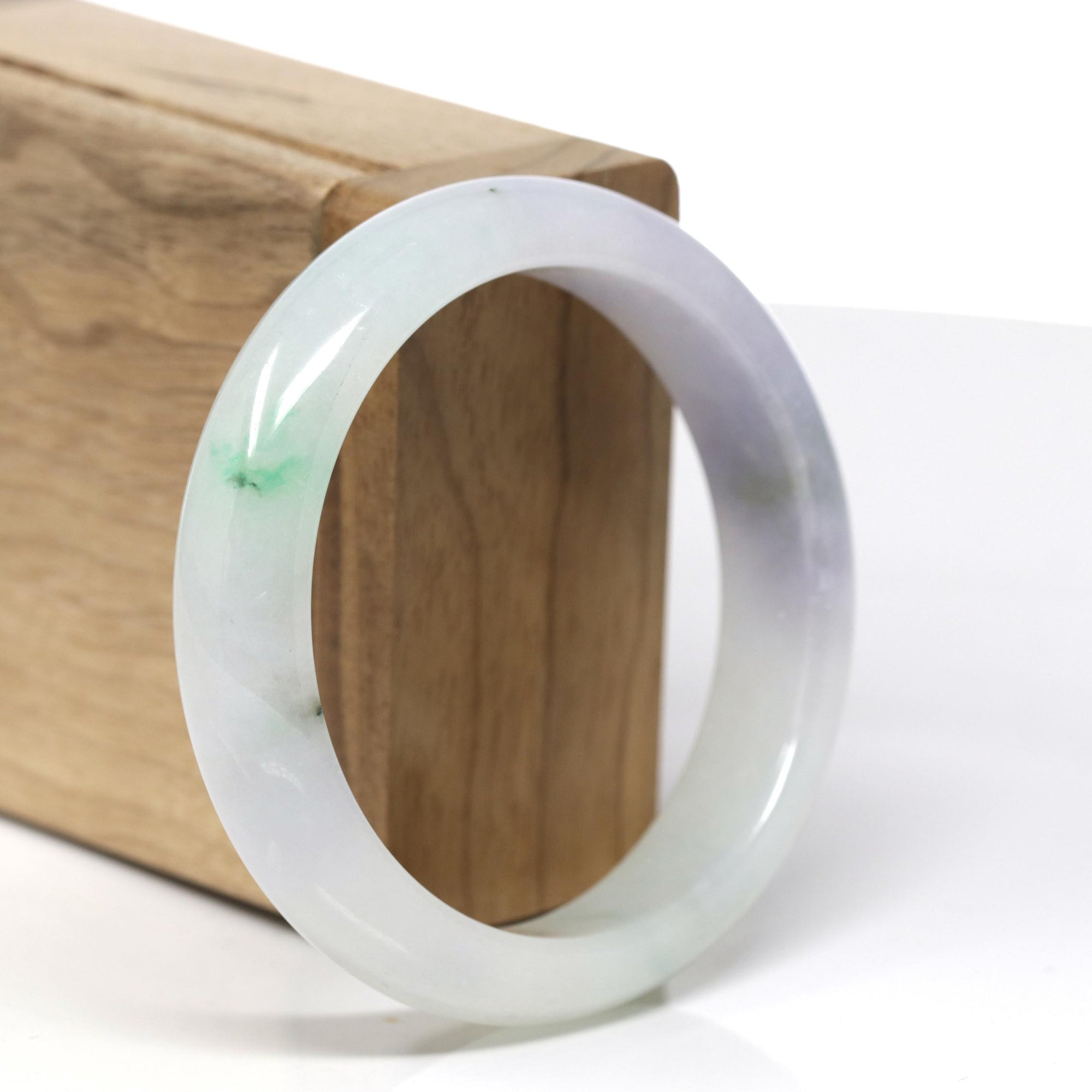 Genuine Burmese Jadeite Jade Lavender Bangle Bracelet ( 56.5 mm )
