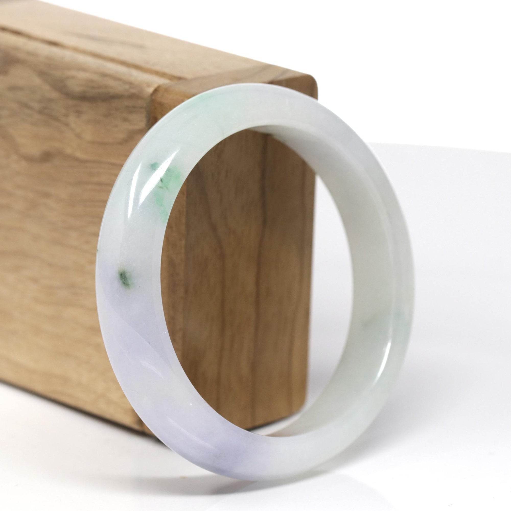 Genuine Burmese Jadeite Jade Lavender Bangle Bracelet ( 56.5 mm )