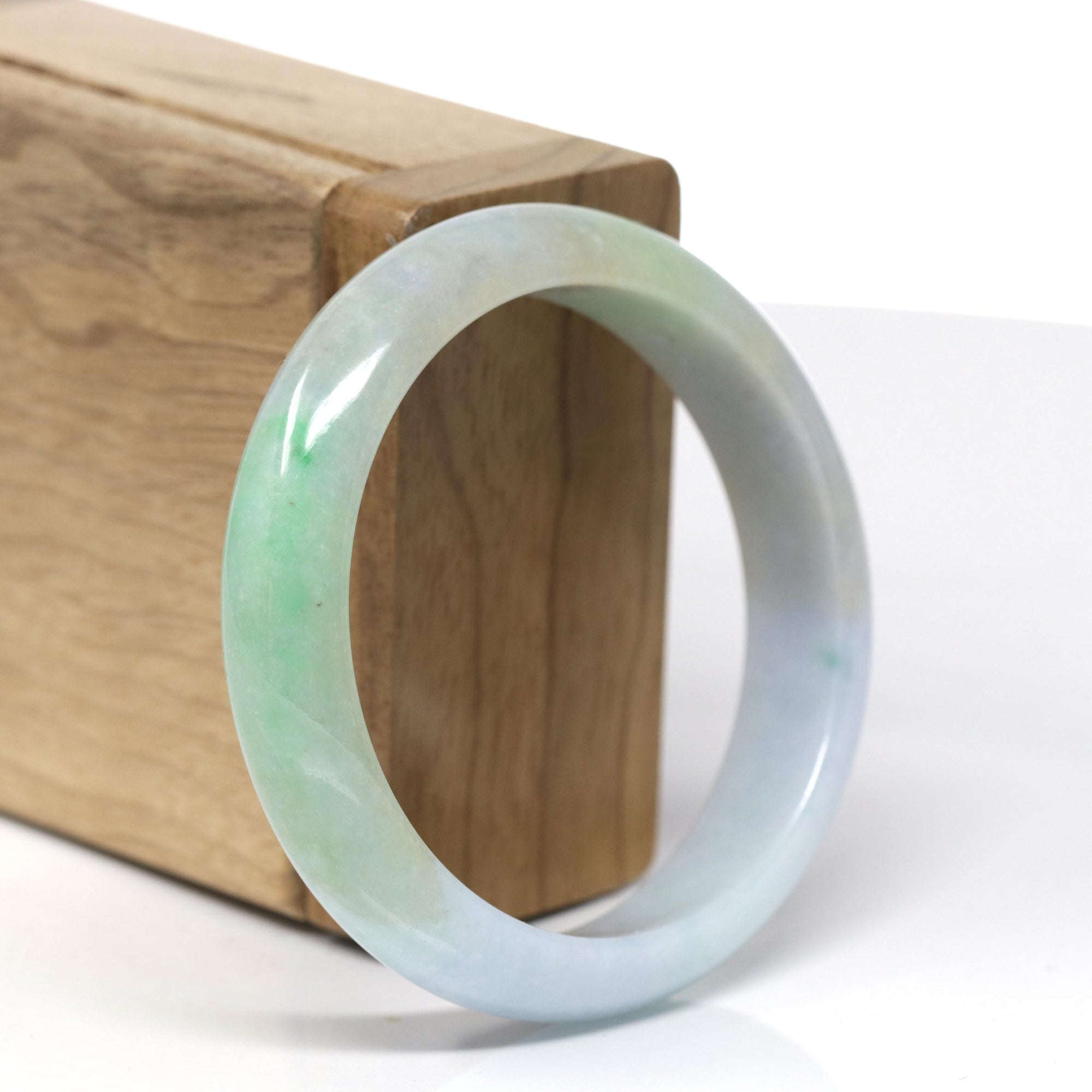 Baikalla Classic Lavender&amp; Yellow- Green Natural Burmese Jadeite Jade Bangle (54.91 mm ) 