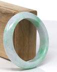 Baikalla Natural Vibrant Green Patches Jadeite Jade Bangle Bracelet (56.29mm) 