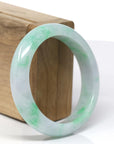 Baikalla Natural Vibrant Green Patches Jadeite Jade Bangle Bracelet (56.29mm) 