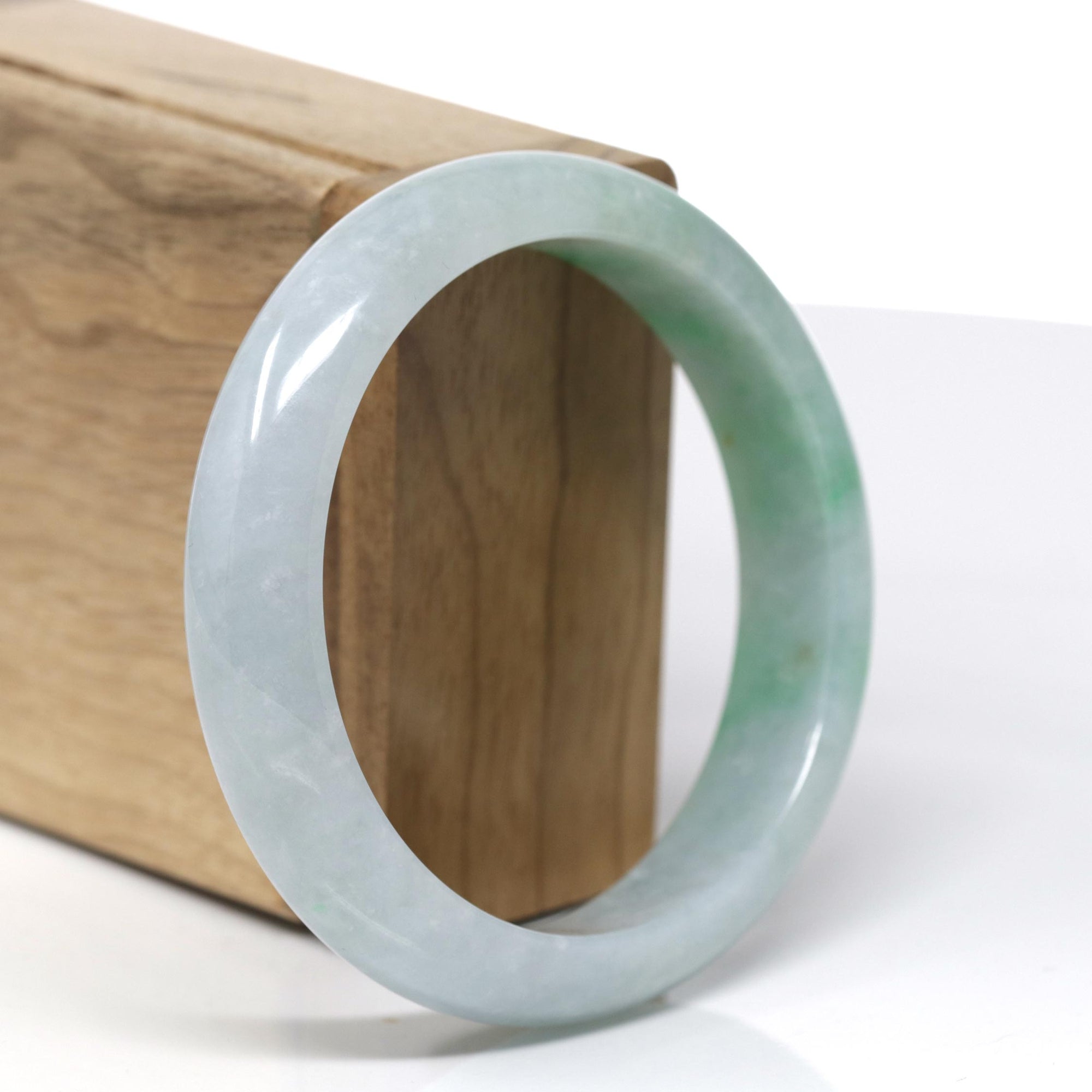 Baikalla Natural Rich Green &amp; Lavender Jadeite Jade Bangle Bracelet (58.66mm) 