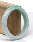 Baikalla Natural Apple-Green & Light Lavender Jadeite Jade Bangle Bracelet (59.04mm) 